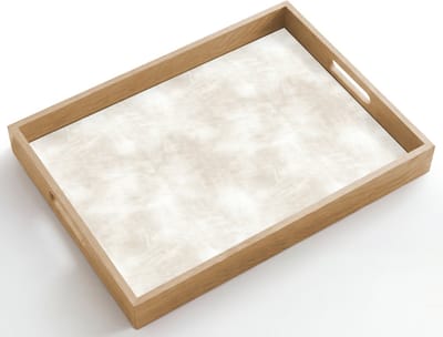 Dienblad hout 50x35 cm - Schootdienblad - Subtiel - Structuur - Beige - Borrelplank rechthoek - Plateau dienbladen