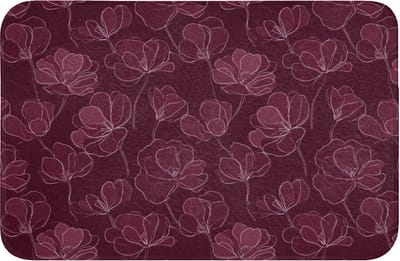 WC mat 60x40 cm - Antislip - Bloemen - Patroon - Bordeauxrood - Toiletmat - Vloermat - Douchemat - Toilet tapijt - Toiletmatten