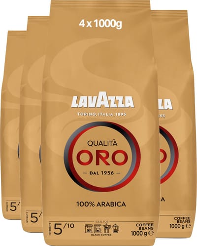 Lavazza Qualità Oro Koffiebonen - 100% Arabica Koffie Bonen - Intensiteit 5/10 - 4 x 1 kg