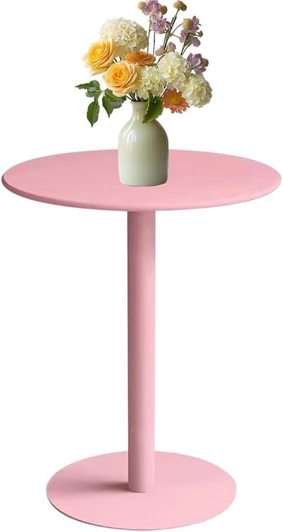 Ronde bijzettafel - Bartafel Keuken - Drankjes Serveren - Veilig rond tafelblad - 48x48x72cm - Roze