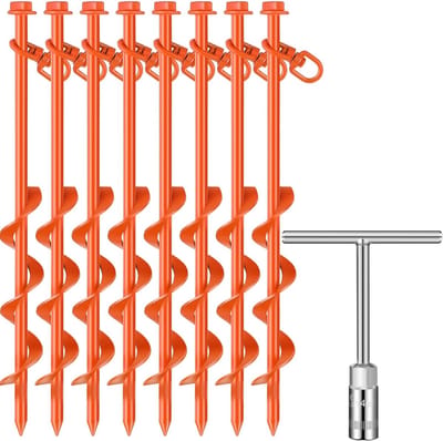 Grondankers Schroeven - Tentstokken Ankers - Buiten Beveiligen - Zware Kwaliteit Metaal - 30 cm Lengte - Oranje