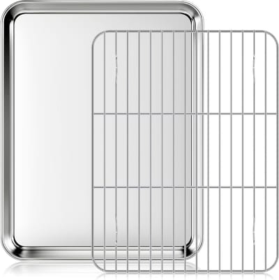 SNJY® Ovenplaat - Bakplaat Oven - Ovenrooster - 24,5L x 31,5B x 2,5H cm - Zilver
