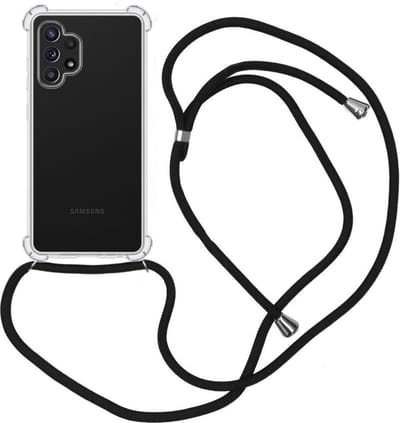 Hoes - Geschikt voor Samsung Galaxy A13 4G - Met Koord - Shock Proof - Siliconen Case - Back Cover - Telefoonkoord - Telefoon Hoesje Shockproof - Telefoonketting - Transparant
