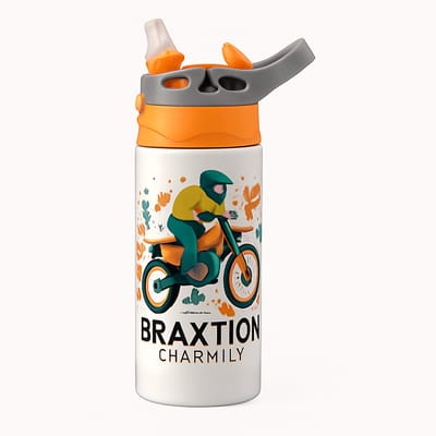 Zachte Pastel Drinkfles – Trendy Drinkfles voor Trendy Liefhebbers - Waterfles voor kinderen (wit/oranje)