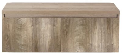 Frozen 3D Badmeubelset 120 cm - Greeplijst in Kleur - Inclusief Wastafelbovenblad Grain Oak
