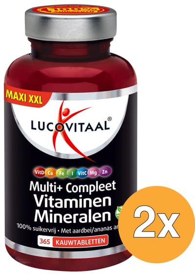 2x Lucovitaal Multi+ Compleet Vitaminen & Mineralen (365 kauwtabletten)