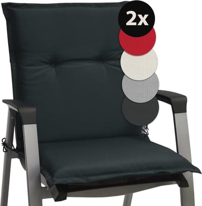 Set van 2 Tuinkussens voor Stoelen - Grijs - Comfortabele Cushion voor Tuinmeubilair