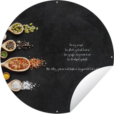 Tuincirkel Spreuken - Oma's Recept - Oma - Quotes - Koken - 60x60 cm - Ronde Tuinposter - Buiten