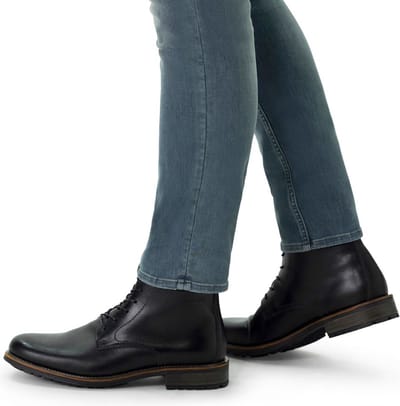 Van Lier - Heren - Zwarte leren veterboots - Maat 40