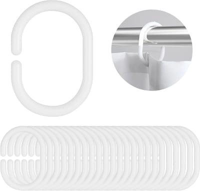 Set van 24 Plastic C-vormige Gordijnhaken voor Badkamer en Raam, Ideaal voor Douchegordijnen en Decoratie
