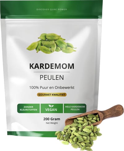 Hele Kardemom Peulen 200 gram | Premium Kwaliteit | Vegan | Kardemompeulen