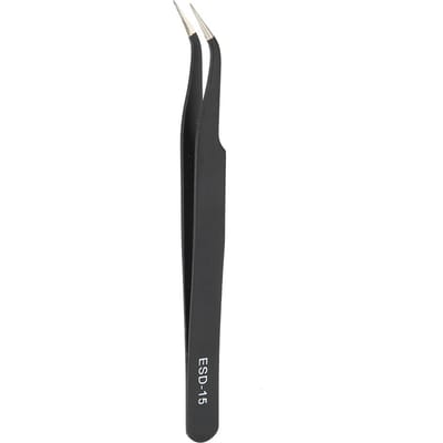 2 STUKS ESD-15 Antistatische Precisiepincetten Roestvrij Staal Gebogen Pincetten Onderhoudsgereedschap(Edd-15 black