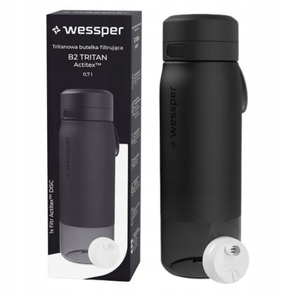 BPA-vrije drinkfles 700ml met actieve koolfilter – duurzame waterfles voor sport, school & fitness – Zwart