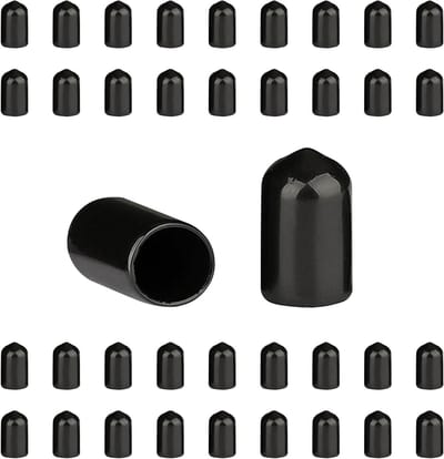 200 Stuks Rubber Eindkappen - Beschermers voor Schroeven, Haken en Kabels, Zwart, Diepte 16.3mm, Binnenmaat 9mm