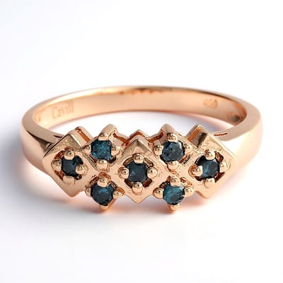 Cavill - Herenring 925 Sterling Zilver met 18K Roségoud Verguld - 7 Fancy Diamanten 0,24 ct - Elegante Zigzag Ronde Briljant