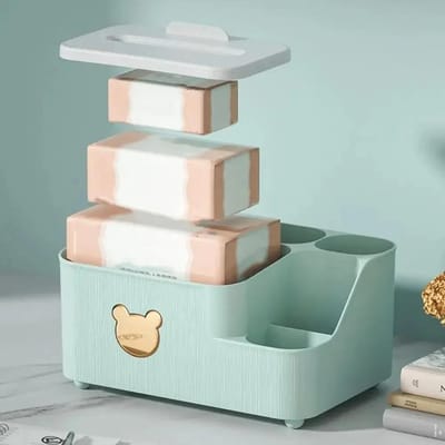 Decoratieve tissue-opbergdoos met grote capaciteit, met uitneembare plastic container met meerdere vakken en stijlvol design white