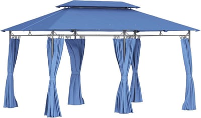 Tuinpaviljoen 3x4 m - Partytent met 6 afneembare gordijnen en dubbel dak voor buitengebruik