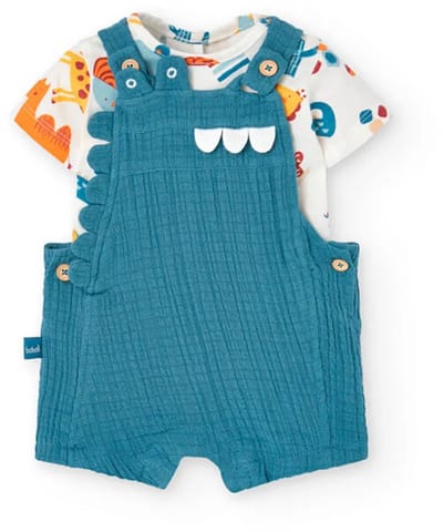 Boboli Knit Combined Korte Mouw Set Blauw 1 Months Jongens,Meisjes
