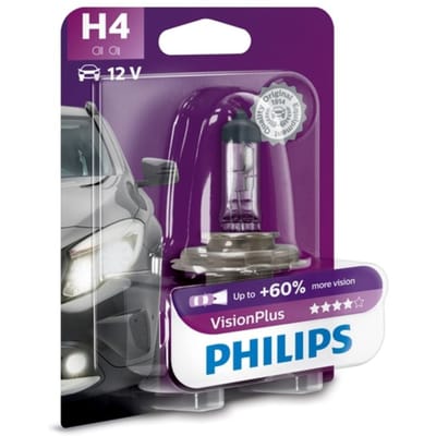 Lamp Halogeen PHILIPS H4 VisionPlus Plus 60% 12V, 60/55W