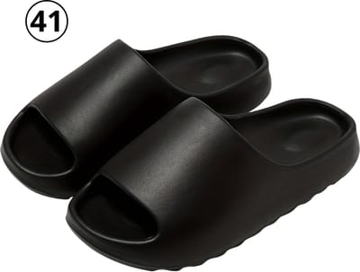 Bovista Comfortabele Slippers - Badslippers - Teenslippers - Anti-Slip Slides - Flip Flops - Stevig Voetbed - Zwart - Maat 41