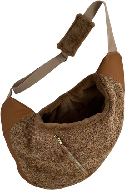 Luxe Draagzak Hond - Curl Camel - Puppy Draagzak - Honden Draagzak - Ergonomische Hondentas - Handgemaakt - Draagtas Hond - Honden Draagtas - Honden Draagzak - Maat S = tot 5 kg S