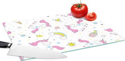 Glazen Snijplank - 39x28 - Unicorn - Regenboog - Patroon - Snijplanken Glas