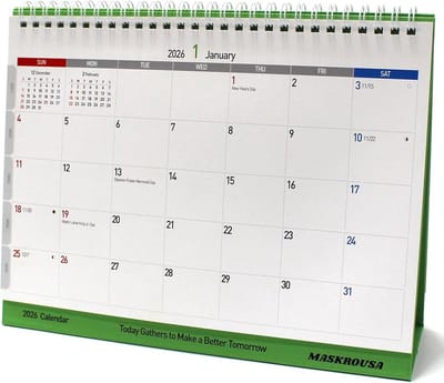 Bureaukalender 2025-2026 - 24 Maanden Planner, Staand Flip Kalender, Compact Formaat