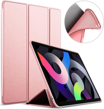 Hoes geschikt voor iPad Air 2022 / 2020 10.9 inch - Trifold Smart Book Case Cover Kunstleer Tablet Hoesje Roségoud