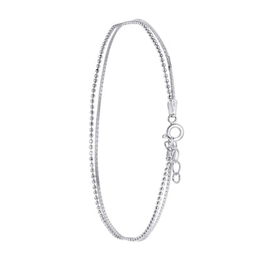 Lucardi Dames Armband dubbel rhodiumplated - Echt Zilver - Armband - Cadeau - 19 cm - Zilverkleurig