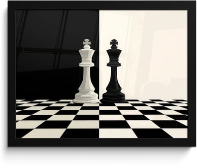 Poster in lijst - Fotolijst 40x30 cm - Posters - Schaakstukken - Koning - Geblokt - Zwart - Posterlijst zwart - Decoratie - Wanddecoratie woonkamer - Muurdecoratie slaapkamer - Kerstversiering - Kerstdecoratie voor binnen - Kerstmis