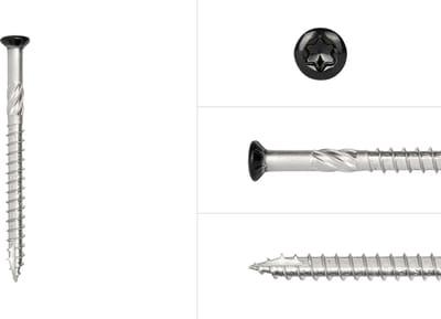 Wovar Potdekselschroeven Zwart RVS 410 5 x 60 mm Torx 25 Deeldraad | Doos 100 Stuks | Houtschroeven