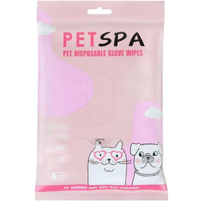 6 stuks wegwerphandschoenen voor huisdieren, wegwerphandschoenen voor honden, spa-massage, milde geurverwijdering, diepe reiniging, geen naspoeldoekjes, verzorgingsproducten voor katten roze