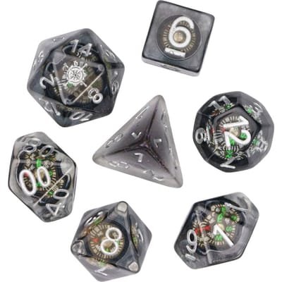 Cusdi Kompas DND Dobbelstenen Set 7 Stuks Polyhedrale Dobbelstenen - Unieke Beweegbare Kompas Kern voor Tafelblad RPG AvonturenTafelspellen