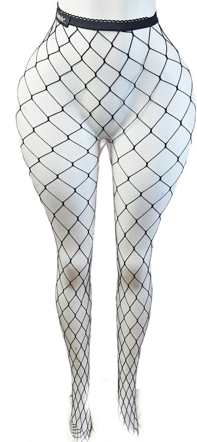 BamBella ® - Panty -Onesize - gaas grote gaten maillot dunne pantys Dames - Onesize - lingerie van kant zwart gothic