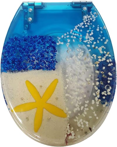 Toiletbril Glitter - WC-bril Hars - Badkamer Decoratie - Soft Close Mechanisme - 42 x 36 cm - Blauw