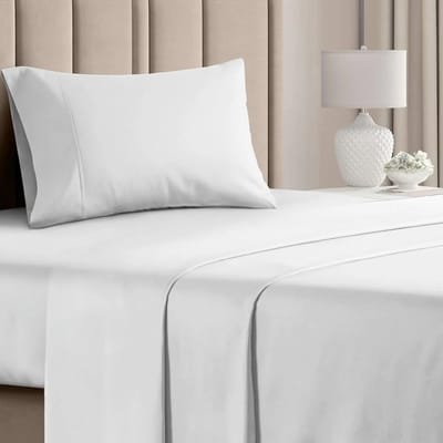 Bedsupplies Katoenen Laken 100% Katoen – Eenpersoons 150x260 cm Ademend, Zacht & Comfortabel - Wit