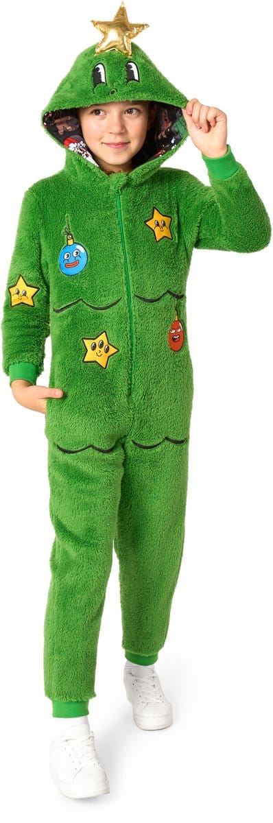 OppoSuits Merry Jinglejoy Kids Onesie - Kerstboomm - Verkleedkleding Jongens en Meisjes - Kerst Kostuum - Maat 8 jaar
