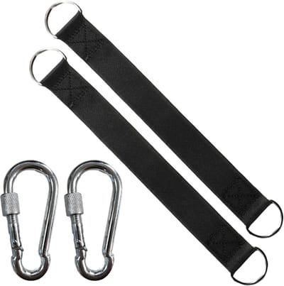 Hangmat Bevestigingsset - Hangband en Haak - Veilig Ophangen - Dubbellaags Scheurvast - 30 cm Riem 8x80 Haak - Zilver