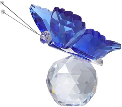 Dailygoods - Blauwe Vlinder Kristallen Beeldje met Glazen Basis