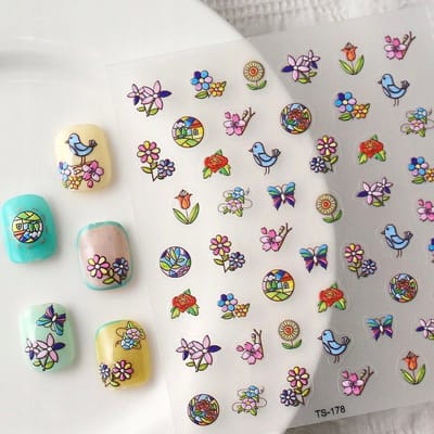 Frezarkowo - Zelfklevende 3D Nagelstickers - Vogels - Vlinders - Bloemen