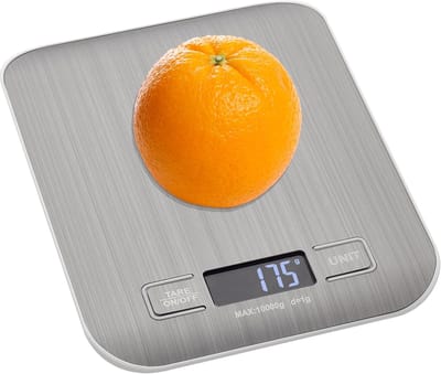 Digitale keukenweegschaal, 50.2004.54, met tara-functie en verlengde uitschakelfunctie, digitale voedselweegschaal tot 10 kg, modern ontwerp, verlicht display.
