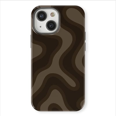 DripCase Curvy Lines Hoesje geschikt voor iPhone 13 Mini | Backcover met Mag | Design Tough Case geschikt voor iPhone 13 Mini Espresso Wave