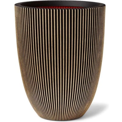 CAPI EUROPE Vase élégant GROOVE - 34x46 cm - Noir et doré - Résistant aux intempéries