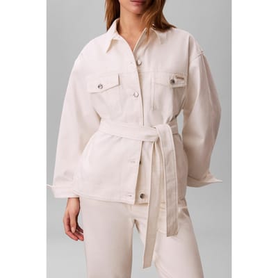 Calvin Klein Washed Cotton Cinched Jacket Chalk White Taglia: XS | Giacche di jeans Outlet | Donna | Bianco