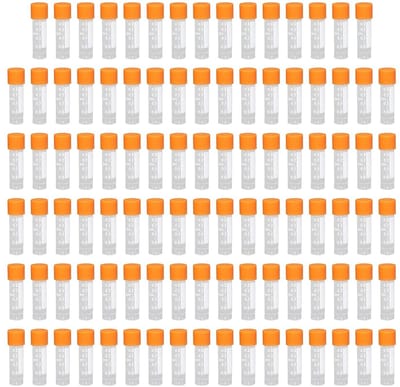 100 Stuks Oranje Centrifugebuisjes 3ml met Schroefdop en Ribbelrand voor Laboratorium Monsters, Stepped Testbuizen en Plastic Laboratorium Tubes