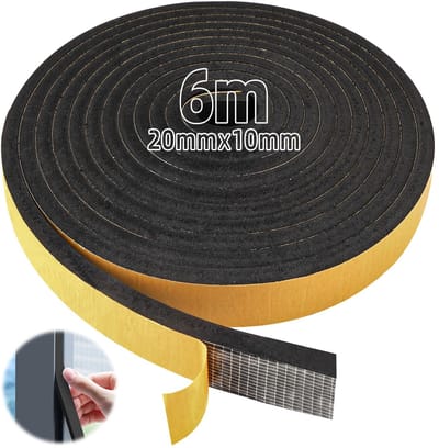 Dailygoods- Afdichtband 20 mm x 10 mm - Zelfklevend - Geluidsabsorberend - Waterdicht - Verstelbaar - Temperatuurbestendig van -50°C tot 150°C - Isolatietape