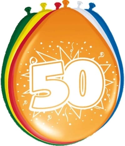 Folat Verjaardag leeftijd ballonnen 50 jaar - 16x - multi - 30 cm - Abraham - versieringen