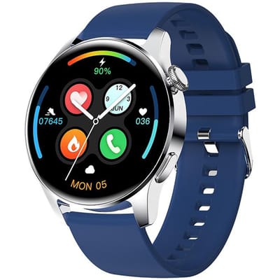 LUIK Nieuwe Bluetooth-oproep Smart Watch Heren Full Touch Sport Fitness Horloges Waterdicht Hartslag Stalen Band Smartwatch Android iOS Silicone belt blauw