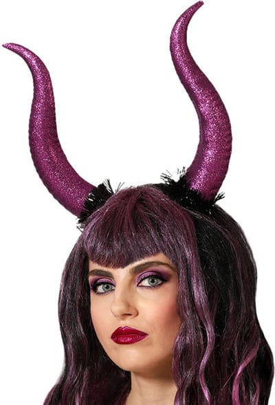 Halloween/horror verkleed diadeem/tiara - grote duivel hoorns - kunststof - dames/meisjes