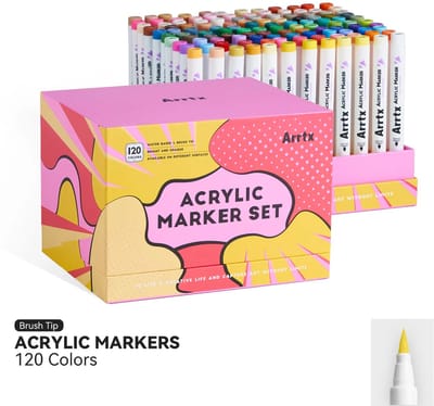 Arrtx - Acrylmarkers - 120A - Paint Brush Tip Markers - 120 kleuren